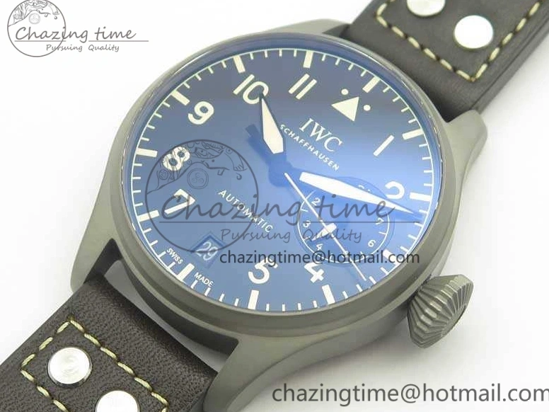 MIROTIME 0318 TimelessDesign Big Pilot IW510301 Satin-Polished SS YLF Best Edition Black Dial On Leather Strap A 7213